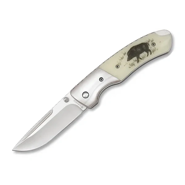 Albainox Wild Boar Scene Drop Point Folding Knife 19468