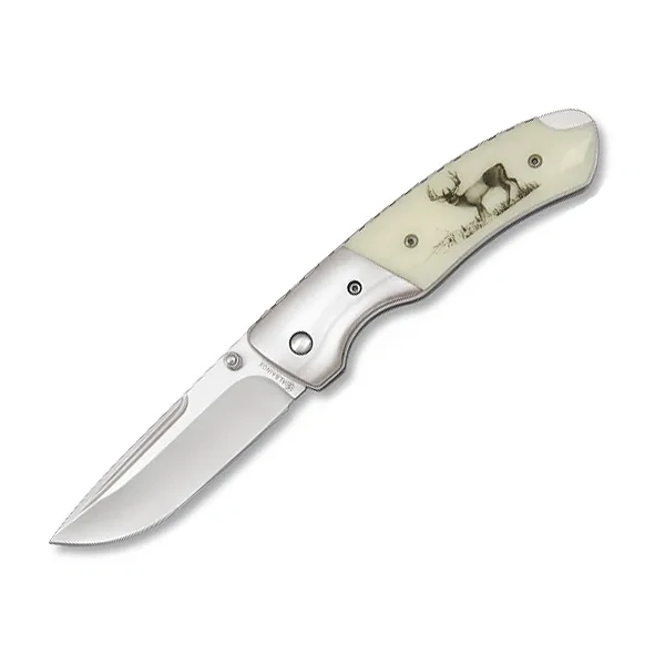 Albainox Deer Scene Drop Point Folding Knife 19469