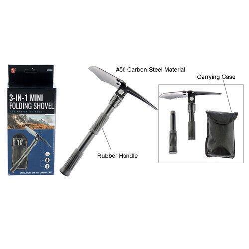 BKJ IMPORTS 3-in-1 Mini Folding Shovel With Pick, Saw and Carrying Case