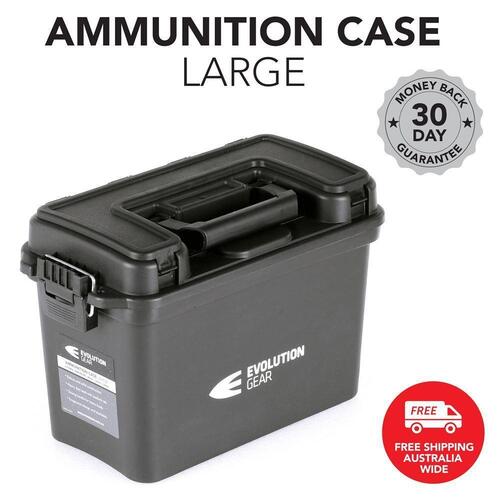 EVOLUTION GEAR Large Ammunition Case Weatherproof Ammo Box / Dry Box (Black)