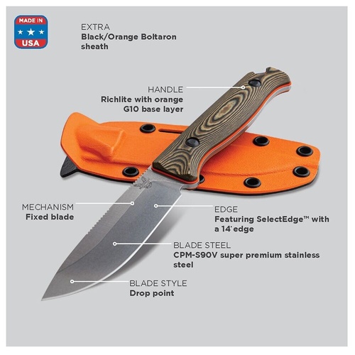 Benchmade 15002-1 Saddle Mountain Skinner, FB, Richlite 