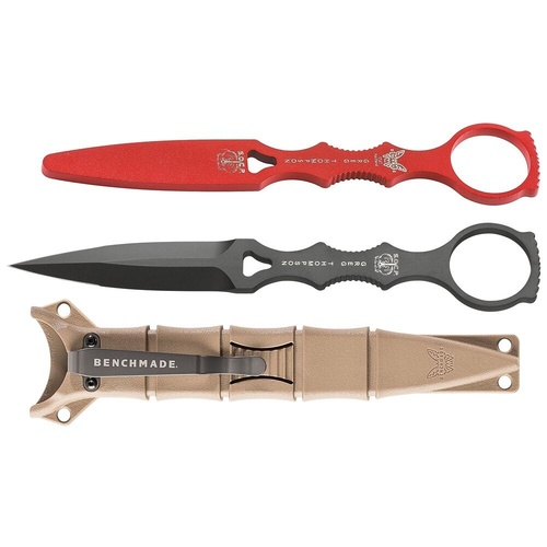 Benchmade 176BKSN-Combo Socp Fixed Blade, Sand Sheath, Trainer 