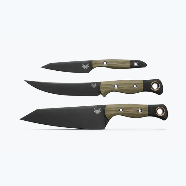 Benchmade B4005BK-01 3-Piece Set, Black DLC, OD Green G10