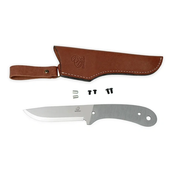 Carbon Steel Bushcraft Knife with Leather Sheath set