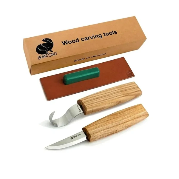 Spoon Carving Tool Set for Beginners (2 knives + accessories)