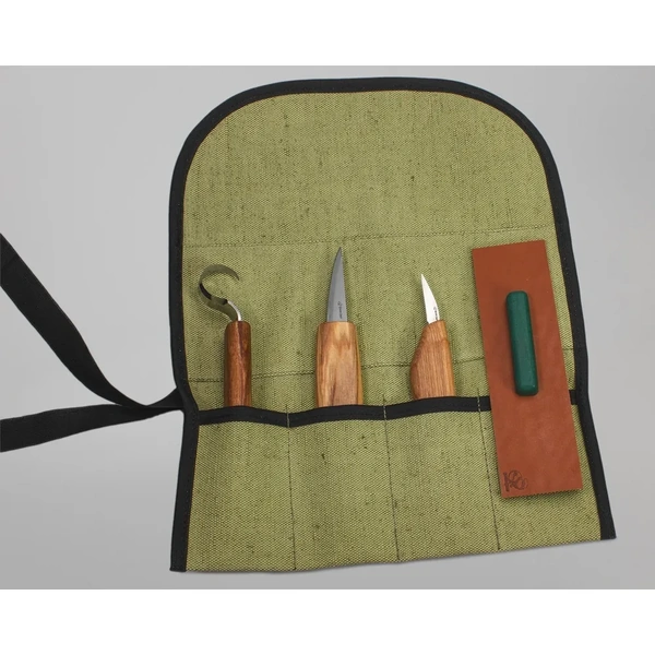 Upgraded Spoon Carving Set (3 knives in roll + accessories)