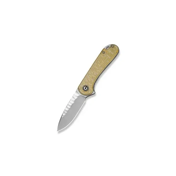 Elementum CIVIVI Polished Yellow Ultem Handle Satin Finished Nitro-V Blade With Rock-Grind Pattern C18062AM-2