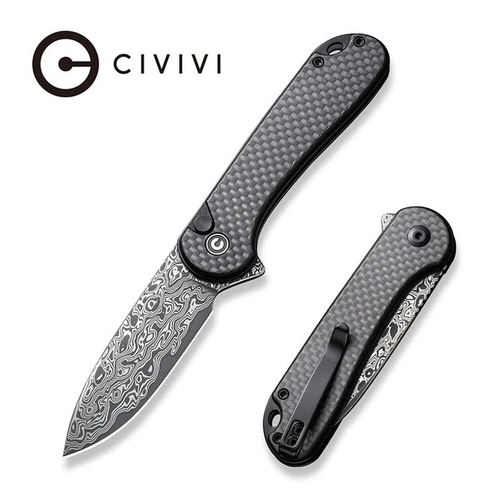 CIVIVI C18062Pb-Ds1 Button Lock Elementum Ii Folding Knife, Damascus