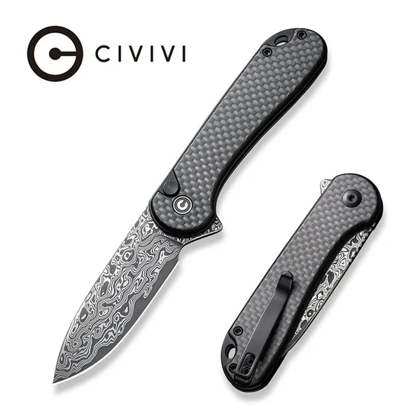 CIVIVI C18062Pb-Ds1 Button Lock Elementum Ii Folding Knife, Damascus