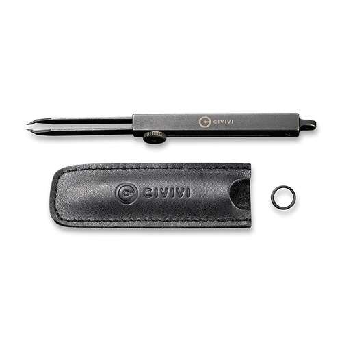 CIVIVI C19062B-A  Tac-N-Tweeze Stainless Tweezers, Brass Handle, Leather Sheath