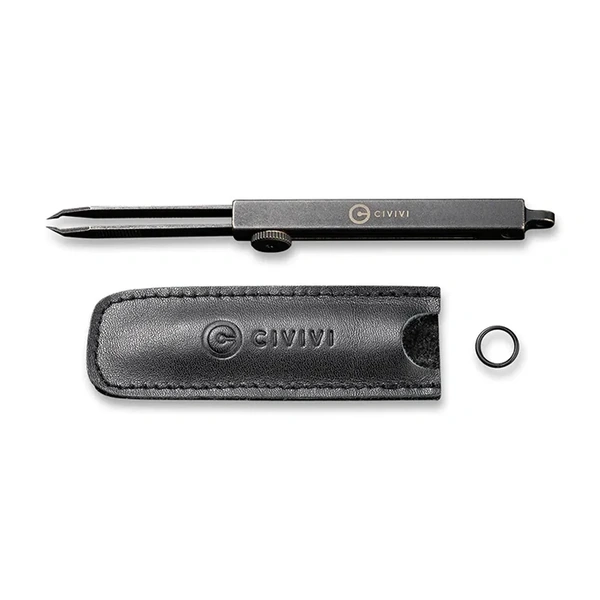 CIVIVI C19062B-A  Tac-N-Tweeze Stainless Tweezers, Brass Handle, Leather Sheath