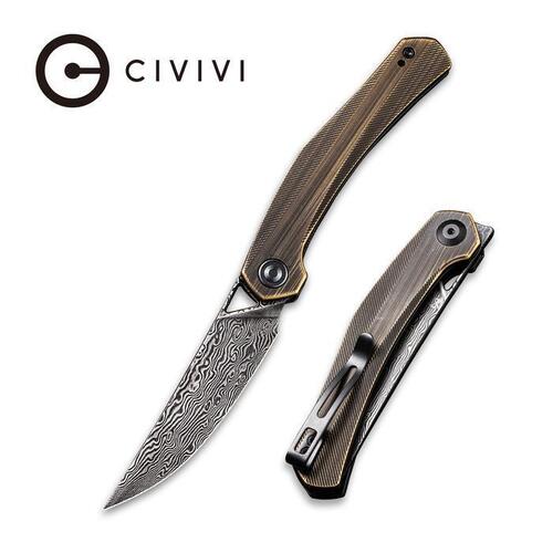 CIVIVI C20013-DS2  LAZAR Folding Knife, Damascus + Brass