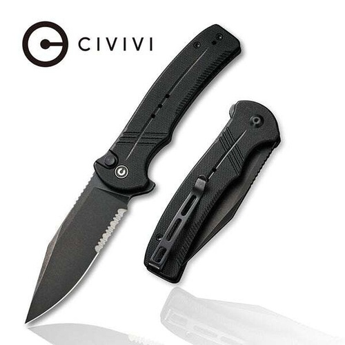 CIVIVI C20038E-1  Cogent Folding Knife, Button Lock Flipper, Part Serrated