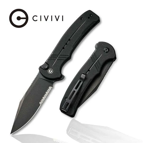 CIVIVI C20038E-1  Cogent Folding Knife, Button Lock Flipper, Part Serrated