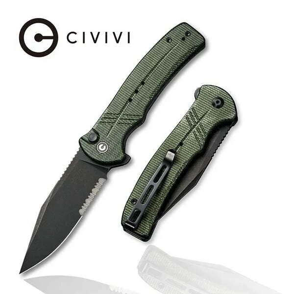 CIVIVI C20038E-4  Cogent Folding Knife, Button Lock Flipper, Part Serrated