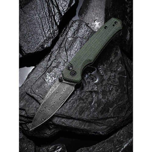 CIVIVI C20076-Ds1 Altus Folding Knife, Green Micarta, Damascus