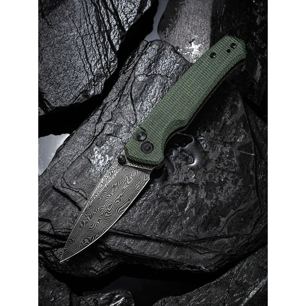 CIVIVI C20076-Ds1 Altus Folding Knife, Green Micarta, Damascus
