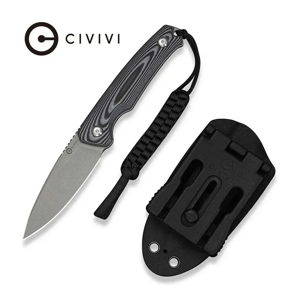 CIVIVI C20076B-2  Altus Fixed Blade Knife, Gray & Black G10