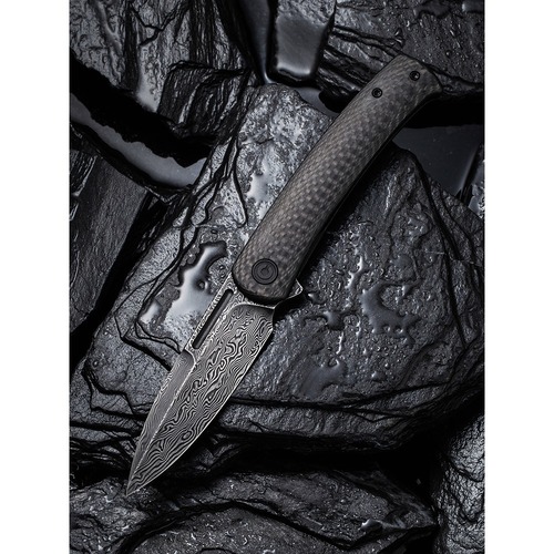 Civivi C21025B-Ds1 Cetos Folding Knife, Twill Cf & Black Rubbed Damascus