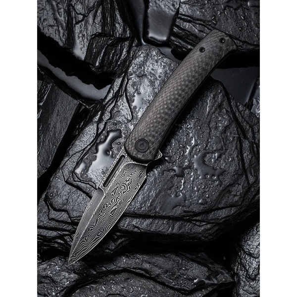 Civivi C21025B-Ds1 Cetos Folding Knife, Twill Cf & Black Rubbed Damascus