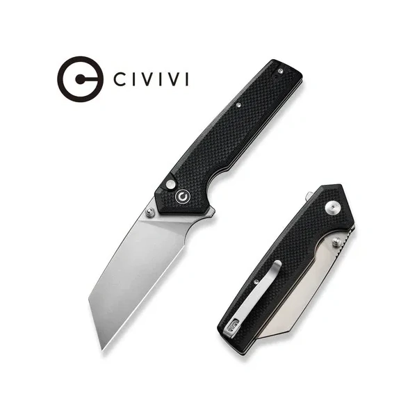CIVIVI C23028-2 Amirite Flipper Folding Knife, Black Coarse G10