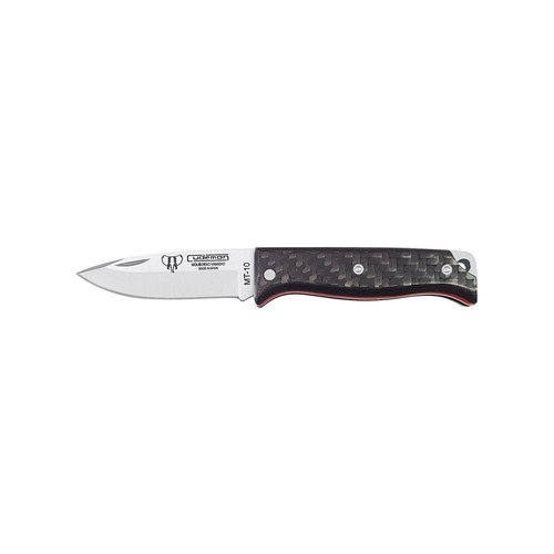 Cudeman 332-C Mt-10 Small Folding Knife, Carbon Fibre W/Red Liners CU-332-C