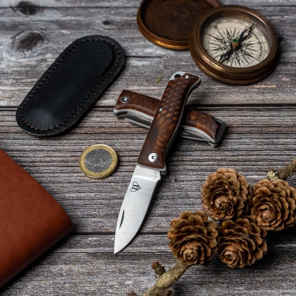 Cudeman 332-JM MT-10 Small Folding Knife, Juma Brown/White Liner
