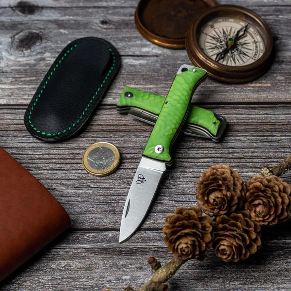 Cudeman 332-JV MT-10 Small Folding Knife, Juma Green/Black Liner