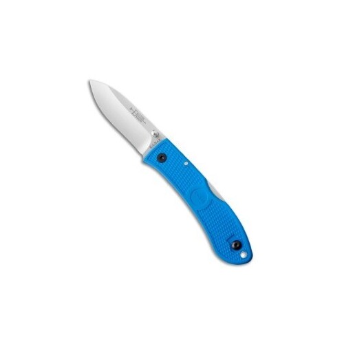 KA-BAR 4062BL Dozier Folding Hunter 3″ Satin Plain Blade, Blue Zytel Handles