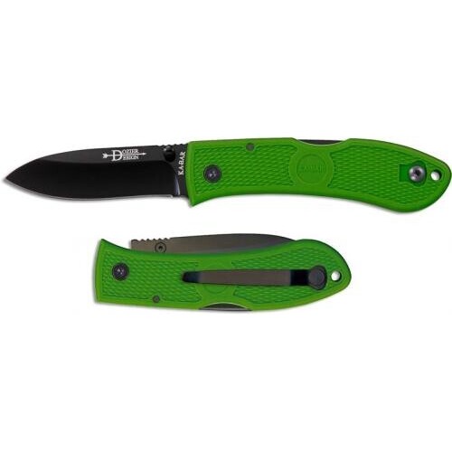 KA-BAR Dozier Folding Hunter 3‚Ä≥ Black Plain Blade, Kelly Green 4062KG 