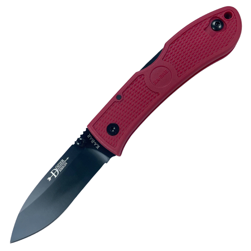 KA-BAR 4062RD Dozier Folding Hunter 3‚Ä≥ Black Plain Blade, Red Zytel Handles