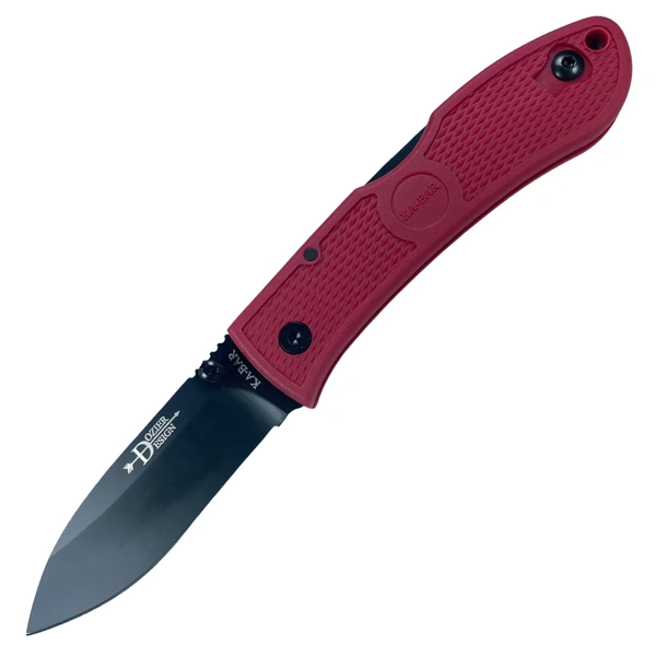 KA-BAR 4062RD Dozier Folding Hunter 3‚Ä≥ Black Plain Blade, Red Zytel Handles