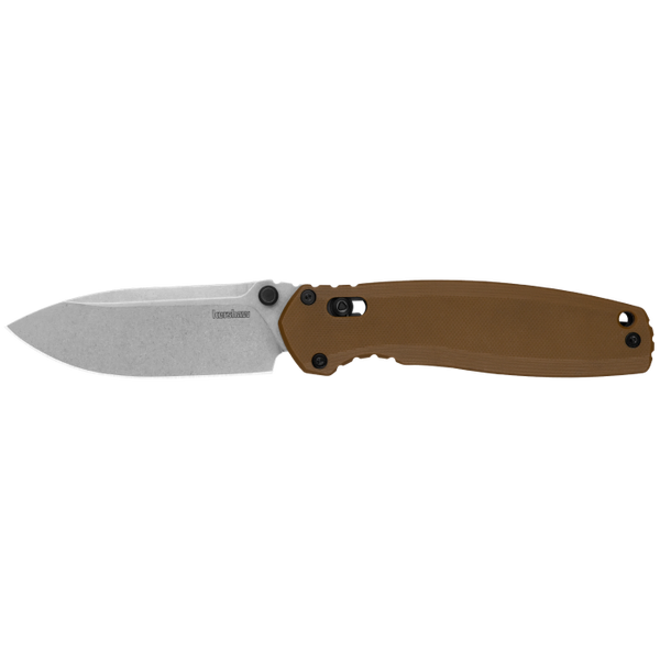 Kershaw 2052 Broadside, D2 Stone Washed Blade, DuraLock, Folding Knife Brown G-10 Handles KS2052