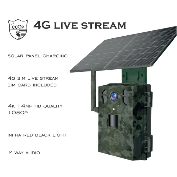 CCOP 4G Live Stream with solar panel Trail Camera PROH6V2