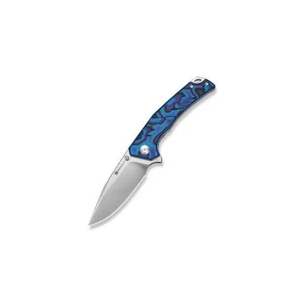 Quirk SENCUT Blue, Purple & Black G10 Handle Satin Finished D2 Blade S25099-3