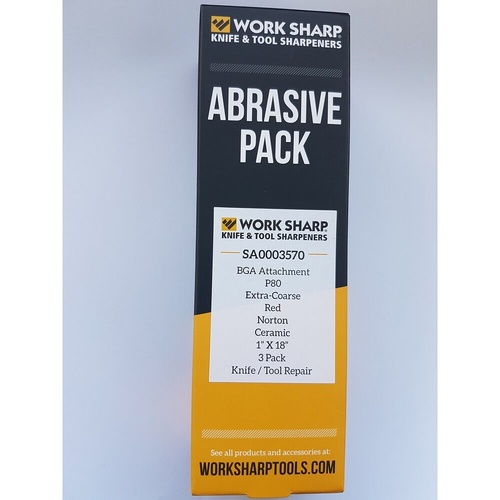 Work Sharp Sa0003570 P80 Ceramic Belt Pack 3 Suits Ken Onion Blade Grinder Attachment