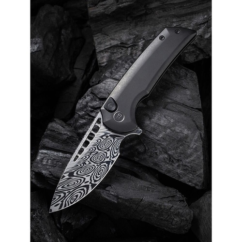 We Knife We054Bl-Ds1 Mini Malice Button Lock Folding Knife, Damasteel WE054BL-DS1