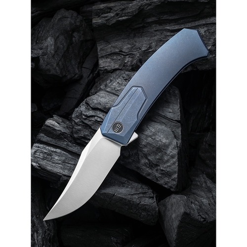 We Knife We21015-2 Shuddan Folding Knife, Flipper, Blue Titanium WE21015-2