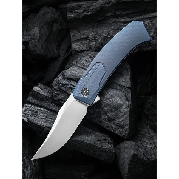 WE KNIFE We21015-2 Shuddan Folding Knife, Flipper, Blue Titanium