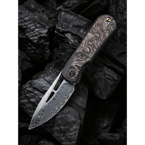 We Knife We21033-Ds1  Baloo Folding Knife, Flipper, Ti + Damasteel WE21033-DS1